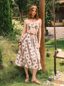 Styleloop 女士平底凉鞋，波西米亚风格，复古美式，波西米亚风，西部风，音乐节，派对装 - 棕色 - 查看 3