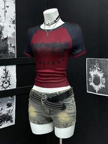 EgrlEra Subculture Retro Graphic Print Women Round Neck T-Shirt - Multicolor - View 5