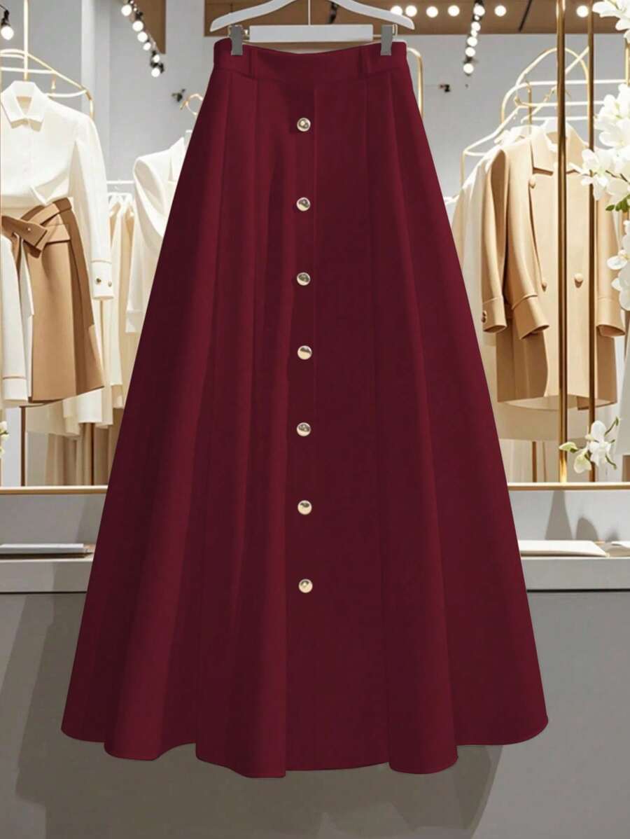 Franclia Simple Romantic And Elegant Style French Casual Versatile Women's Skirt White Graduation Skirt Summer Clothing Casual Outfits Spring Clothes For University Fall Cloth For Women - Burgundy - View 1