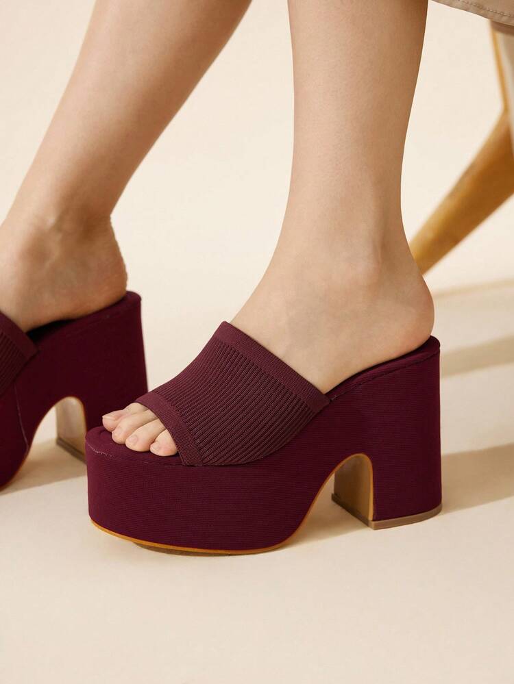 CUCCOO BASICS Women's Open Toe Slip-On Mule Sandals, Chunky Heel, Waterproof Platform, Breathable For Summer And Spring, Party Wear For Christmas Spring Shoes Summer Shoes