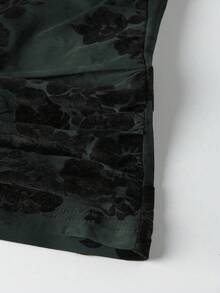 SHEIN Clasi 女式休闲优雅花卉植绒褶皱修身背心 - 彩色 - 查看 6