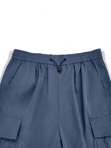 Manfinity Roghcode Pantalones holgados para hombre con bolsillo con solapa y cordón en la cintura, para otoño - Neblina azul - Ver 5