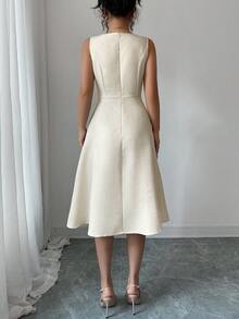 Elenzga A Mid-Length Dress For Elegant Ladies In Autumn - Apricot - View 2