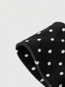 ROMWE Anime 复古黑白波尔卡圆点印花口袋腰包，配有可调节宽度的腰带，时尚百搭的通勤配饰组合