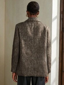 Aveloria Modichic 女士秋冬超大号垫肩西装外套 - 咖啡棕 - 查看 6