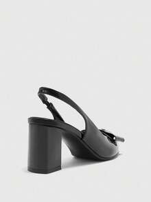 CUCCOO BIZCHIC Women's Pointed Toe Buckle Design Fashionable High Heel Pumps For Daily Wear - Black - View 8