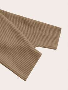 EURMUSE Y2K Grunge Drop Shoulder Open Front Crop Cardigan Without Tube Top - Camel - View 9