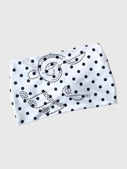 Grunge Punk 1 pieza Diadema negra con lunares blancos, diadema con nota musical de cristal al estilo Y2K, accesorio de moda y versátil para el cabello para uso diario