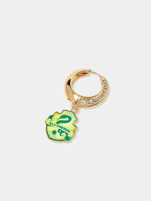 HARRY POTTER X SHEIN 一对蛇形设计水钻时尚耳环 - 綠色 - 查看 4