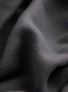 SHEIN Girlism 少女休闲街头风深灰色短款卫衣，高腰长袖百搭简约纯色套头卫衣，返校季灰色短款卫衣，秋冬季 - 深灰色 - 查看 7
