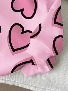 SHEIN Cute Hand-Painted Pink Heart Print, Young Girls Casual Loose Fit Crew Neck Comfortable Daily Wear Knit Long Sleeve Sweatshirt,In Fall/Winter