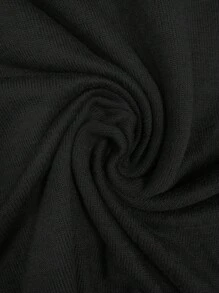 EMERY ROSE Kaos Lengan Panjang Leher V Motif Leopard dengan Trim Kontras untuk Wanita Ukuran Plus Terbaru 2025 - Hitam - View 6