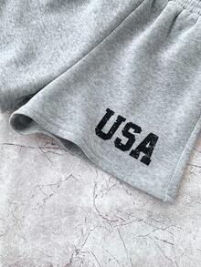 SHEIN Tween Girl Grey & Dark Grey Long Sleeve Knit Top With Loose Cargo Pants 2 Pieces Outfit, Casual Street Wear For Autumn & Winter Fall