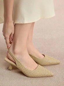 Sandalias de tacón alto con espalda abierta y estilo sexy para mujer, para verano - Amarillo - Ver 3