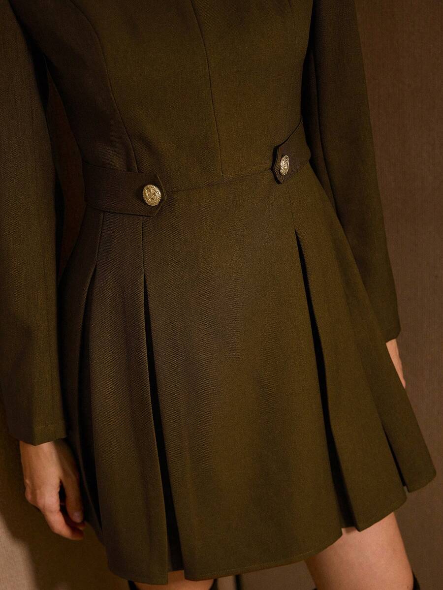 MOTF PREMIUM FOLD PLEATED NOTCHED DRESS