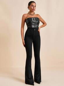 EURMUSE Kobiety, Jesień, Zima, Rozszerzane nogawki, Czarny