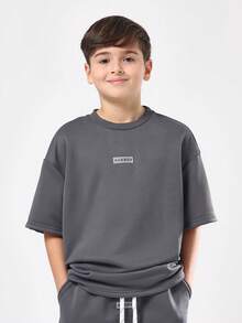 SUMWON Conjunto de dos piezas de pantalón ancho y parte superior con estampado de gráfico de soda naranja, cintura elástica con cordón, para usar en otoño e invierno - Gris Oscuro - Ver 3