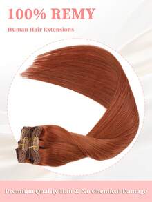 7片装，含20个夹子，直发夹式接发，100%真人发，33号姜黄色，14-22英寸，115克，双层缝制，隐形夹式接发，Remy天然真人发，适合女性和女孩日常使用。