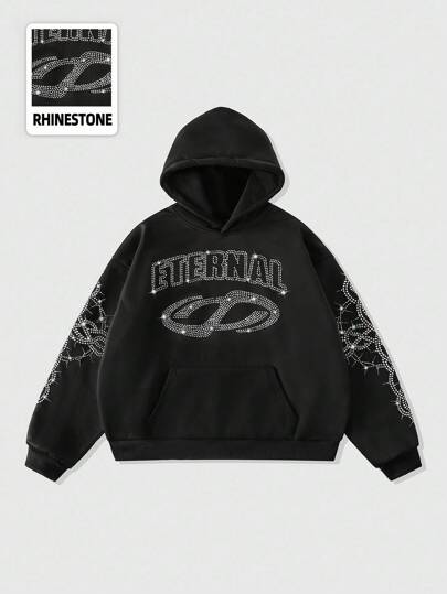 Street Life Men's Sparkling Diamond Hoodie, Loose Cropped Style