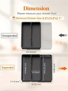 SHEIN 可扩展 3 隔间餐具收纳盒 - 大尺寸，黑色塑料餐具收纳盒，轻松收纳您的厨房、叉子、勺子、刀子等 - 彩色 - 查看 4