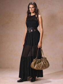 SHECARRY Women's PU Leather Pleated Large Capacity Tote Bag - Green - View 4