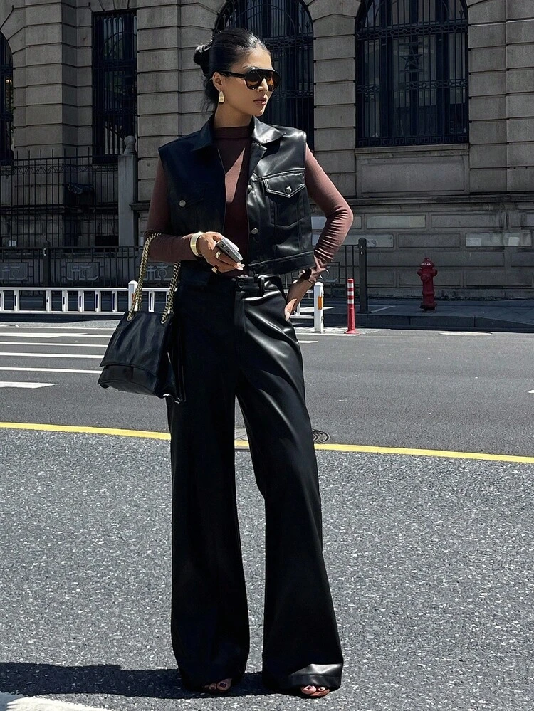 Women's Fashion Commuter Vest And Pants 2 Pieces Set Fall/Winter Y2k