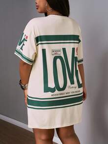 Slaydiva Plus Size Early Spring Vacation Casual Pink Side Slit Drop Shoulder Short Sleeve Dress