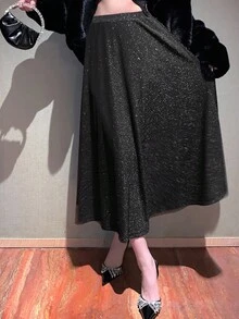 DAZY Women's Casual Sequin Embellished A-Line Skirt, Autumn Luxury