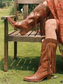 Styleloop Women's Western Boots, Boho Style, Retro American Style, Bohemian, Western Music Festival, Party, Christmas, Halloween Outfit