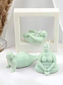 Moule en silicone pour bougie représentant des femmes rondes en posture de yoga 3D. Outil pour cire de soja, plâtre, savon fait maison. Parfait pour la décoration d'intérieur et les diffuseurs de parfum - Blanc - Voir 6
