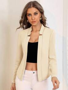 BizChic Áo blazer dệt kim dài tay, kiểu dáng công sở thanh lịch, trưởng thành dành cho nữ, thích hợp cho mùa Xuân/Hè, hiện đại, sang trọng, đi làm hàng ngày, lãng mạn, mang hơi hướng retro thập niên 90, Giáng sinh, Năm mới, Lễ tình nhân, tiệc tùng, đi biển, lễ tốt nghiệp, lễ hội thời trang, kỳ nghỉ, phù hợp cho khách dự đám cưới, chủ nhà, hẹn hò, tiệc tùng, buổi hòa nhạc, bữa trưa muộn, sân bay. - Màu be - Xem 1