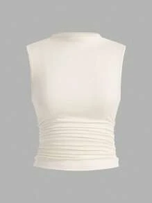 SHEIN Essnce 3 chiếc áo ba lỗ không tay cổ xếp ly đơn giản cho nữ - Nhiều màu - Xem 5