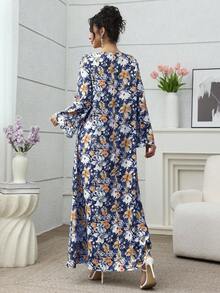 Yasmyna فستان كاجوال فضفاض مزين بالزهور والخرز الأنيق والرومانسي والفاخر للنساء - متعدد الألوان - مشاهدة 2