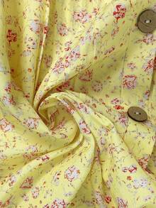 Franclia Camisa de manga abullonada con estampado floral para talla grande - Amarillo - Ver 4