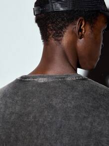 MODCRASH Men's Washed Black Short Sleeve Casual Round Neck T-Shirt, Streetwear, Goth, Graphic Tee, Halloween - Black - View 7