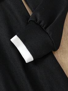 SHEIN Early Autumn New Arrival Sweet French Double-Breasted Dress, Fashionable Elegant Goddess Style Slim Fit School Girl Dress Fall Winter - Black - View 6