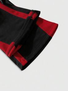 ROMWE MEN Goth Men's Comfortable Casual Black & Red Cross Print Flared Pants, Autumn/Winter