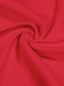 SHEIN Clasi Áo cánh nhún bèo màu trơn thanh lịch cỡ lớn, mùa hè - Đỏ - Xem 4