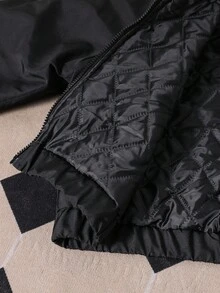 Teen Girls Printed Padded Coat, Suitable For Autumn/Winter Outings And Back To School Season Fall - Black - View 4