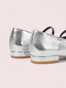 CUCCOO DOLLMOD Giày Mary Jane đế bằng màu đỏ, mũi vuông, họa tiết kẻ caro, phong cách sinh viên, gót thấp dễ thương kiểu Nhật Bản - Bạc - Xem 9