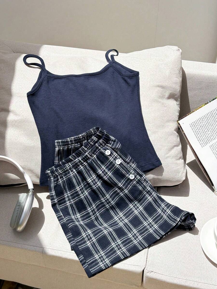 Comfortcana Women Two Pieces Outfits For Daily Wear - Navy Blue - View 1