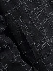 Manfinity Homme Chaqueta de mezclilla con estampado de cuadros para hombres - Negro - Ver 6