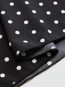 SHEIN Clasi 大码女式优雅通勤浪漫日常派对方领 3/4 袖波点腰中长连衣裙 - 黑色 - 查看 4