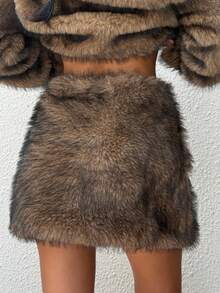 Muchica Women's Fashionable Vintage Fluffy Mini Skirt, Autumn/Winter Winter Clothes For Women