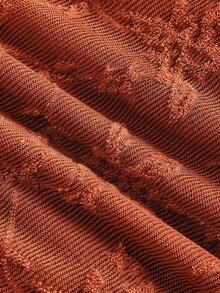 SHEIN MOD 女士白色蕾丝提花喇叭袖短款针织连衣裙，新年女装 - 乾枯玫瑰色 - 查看 4