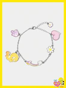 LOONEY TUNES X SHEIN Cute Cartoon Pattern Pendant Chain Bracelet