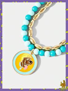 SCOOBY-DOO X SHEIN Set Gelang Manik-Manik Motif Anjing Y2K yang Lucu, Cocok untuk Pakaian Kasual - Yellow Gold - View 2