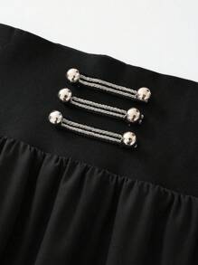 Franclia Women's Black Elastic Waist Vintage Palace Style Elegant Maxi Skirt Fall Cloth For Women - Black - View 6