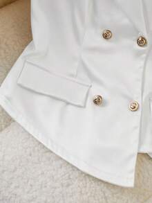 SHEIN Streelcool Women & Teenage Double-Breasted Casual Blazer Vest, French Style Asymmetrical Front Design, Suitable For Casual, Commute, Vacation In Spring And Autumn - White - View 6