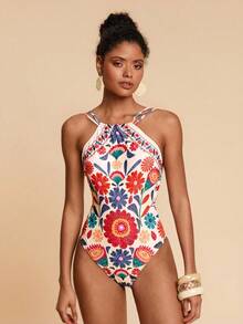 Travachic Summer 1pc Women's Floral Print One-Piece Swimsuit, Suitable For Vacation & Beach,Beach Outfits For Woman,Beach Wear,Bathing Suits For Women,Pink,Pink Bikini,Casual,Vacation,Vacation Outfits Women,Vacation,Summer Holiday Outfits ,Holiday Outfits For Women,Holiday,Vacation Outfits For Women,Vacation Dress,Elegant,Going Out,Party,Beach,Beach Dress,Beach Shorts,Beach Dresses,Beach Outfits For Women,Beach Skirt,Beach Set,Beach Outfit,Beach Outfit For Women,Summer,Summer Clothes,Summer Holiday Outfits,Flower,Graphic,Carmaval,Carnival,Western,Festival,Spring To Summer,Green - Multicolor - View 5